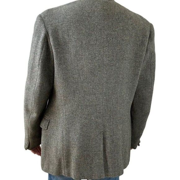 Vintage 1950s Harris Tweed Green Wool Scottish Dark Academia Blazer 40R - Picture 5 of 11